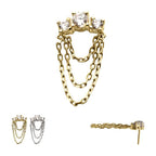 Invictus | 14k gold | 3-Cluster Prong Clear CZ 3-Tier Chain Dangle