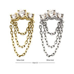 Invictus | 14k gold | 3-Cluster Prong Clear CZ 3-Tier Chain Dangle