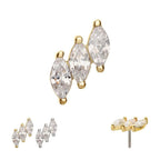Invictus | 14k gold | 3-cluster Staggered Marquise | CZ