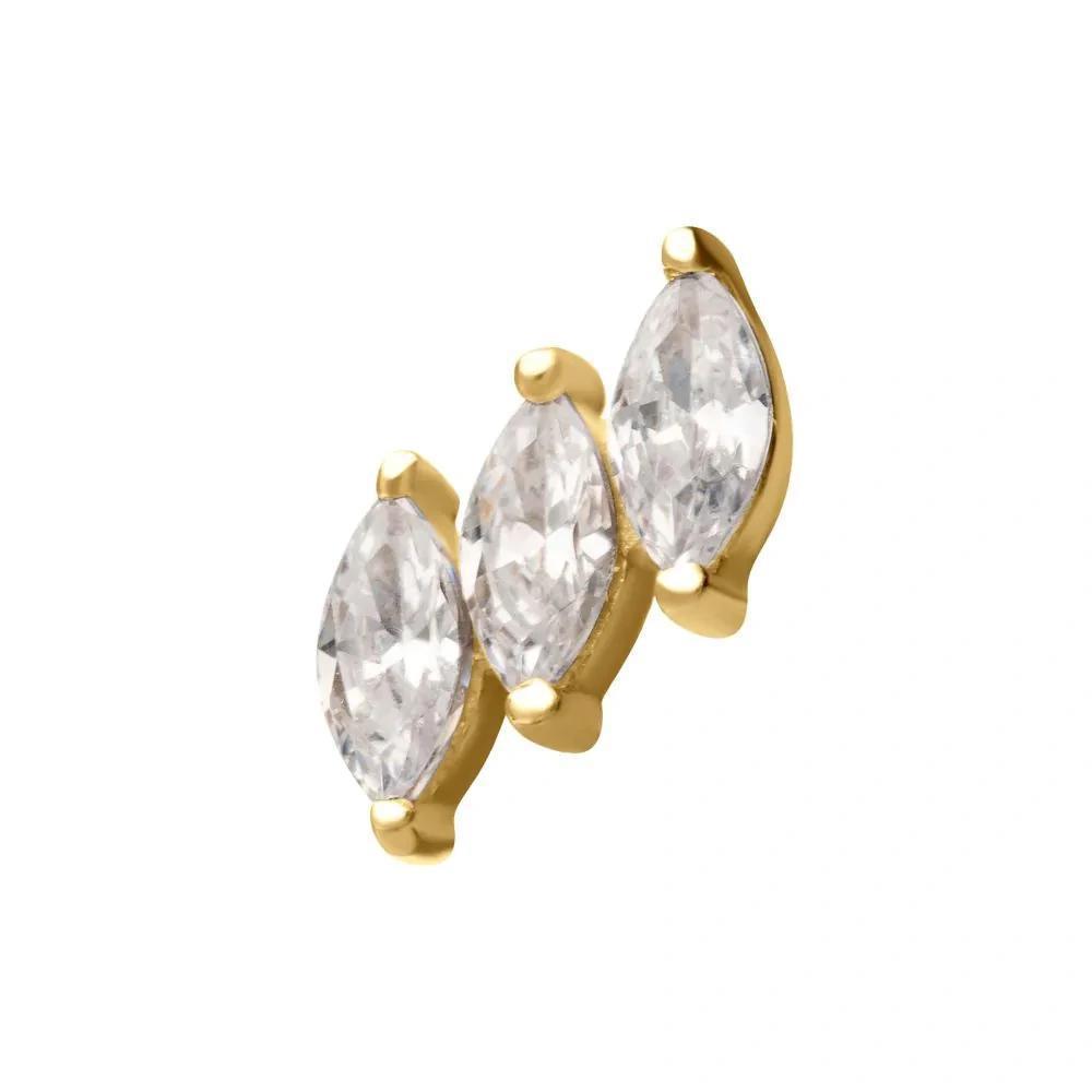 Invictus | 14k gold | 3-cluster Staggered Marquise | CZ