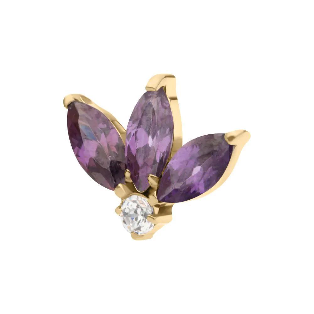 Invictus | 14k gold | 3-Marquise Cluster | Amethyst CZ