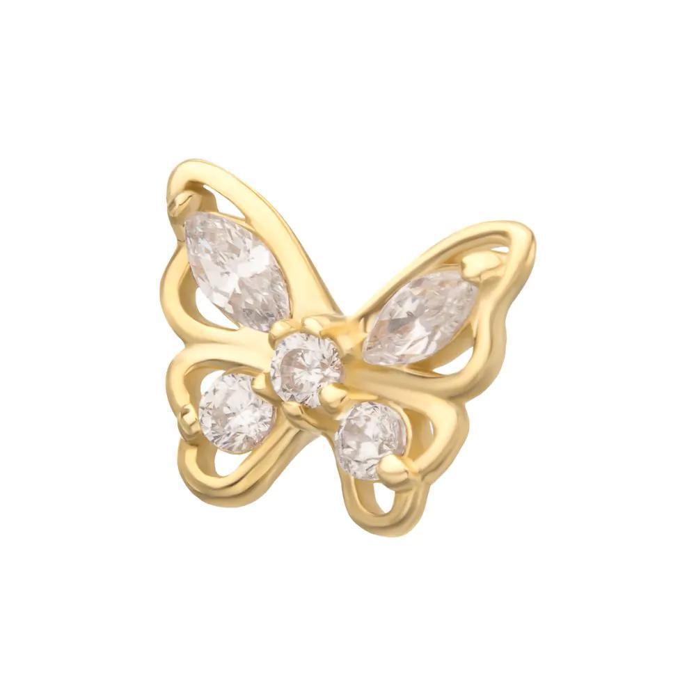 Invictus | 14k gold | 3D Butterfly Round & Marquise Gem Top | Clear CZ