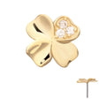 Invictus | 14k gold | 3D Clover Top with Triple CZ Gem | Clear CZ