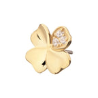 Invictus | 14k gold | 3D Clover Top with Triple CZ Gem | Clear CZ