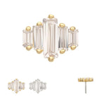 Invictus | 14k gold | 3D Geometric Baguette Gem Top | Clear CZ