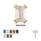Invictus | 14k gold | 3mm Emerald Cut Prong Set Gem Top