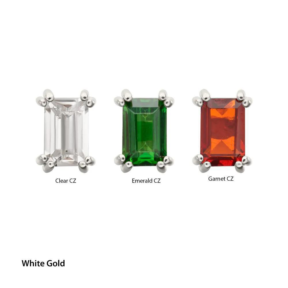 Invictus | 14k gold | 3mm Emerald Cut Prong Set Gem Top