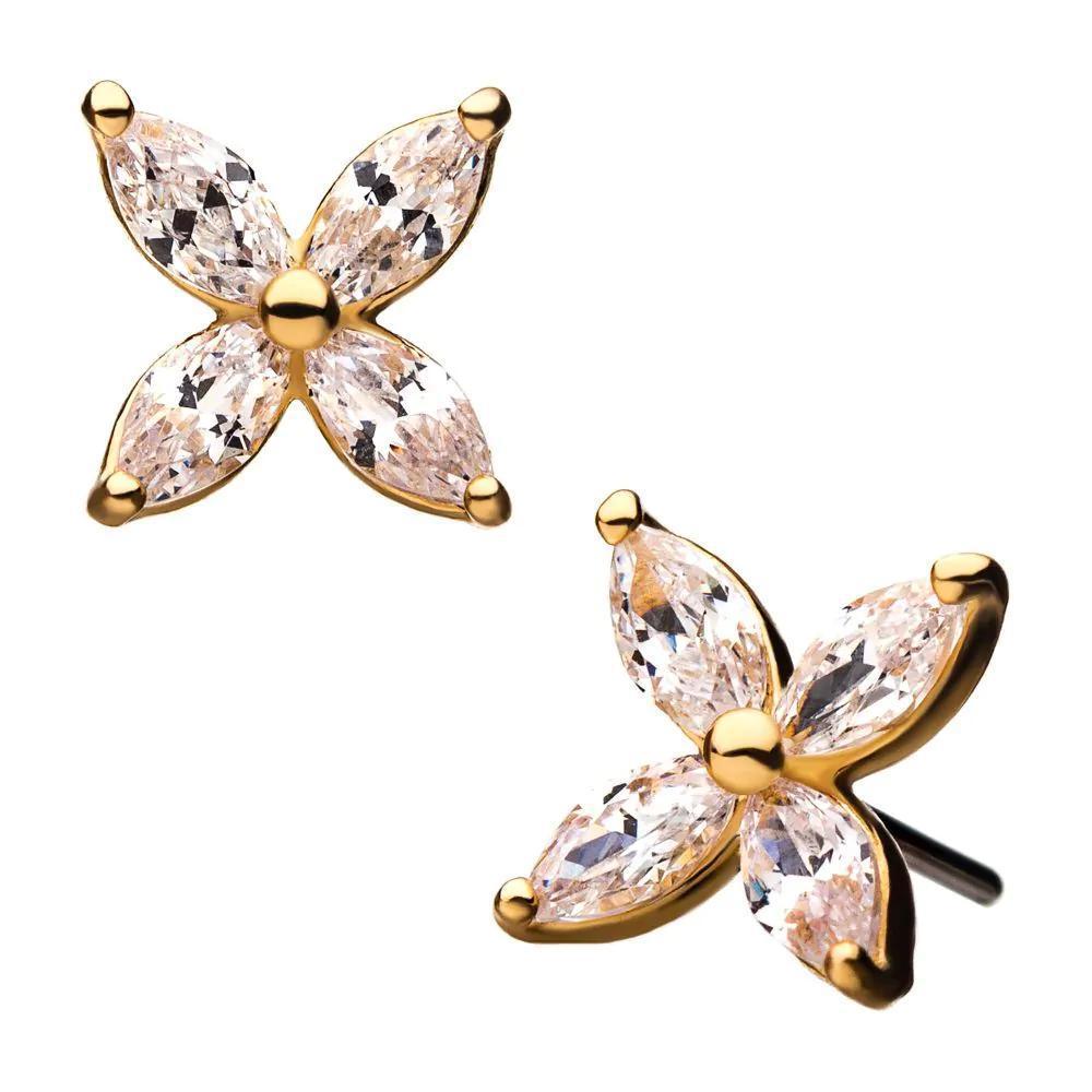 Invictus | 14k gold | 4 Clear CZ Gem Flower