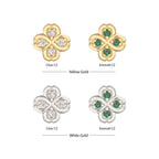 Invictus | 14k gold | 4 Leaf Clover with Prong Gem Accents Top | Cubic Zirconia