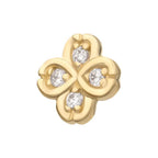 Invictus | 14k gold | 4 Leaf Clover with Prong Gem Accents Top | Cubic Zirconia