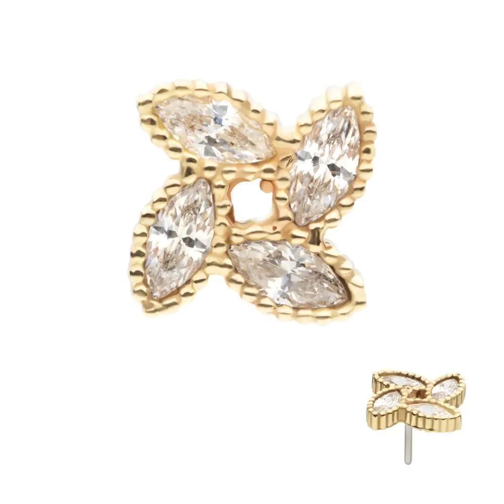 Invictus | 14k gold | 4-cluster Marquise Flower | CZ