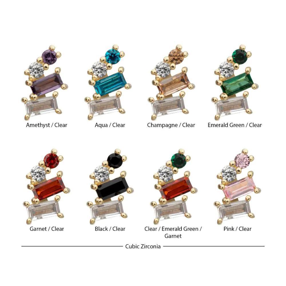Invictus | 14k gold | 4-Staggered Baguette Cluster Prong Set Multi-Gem Top