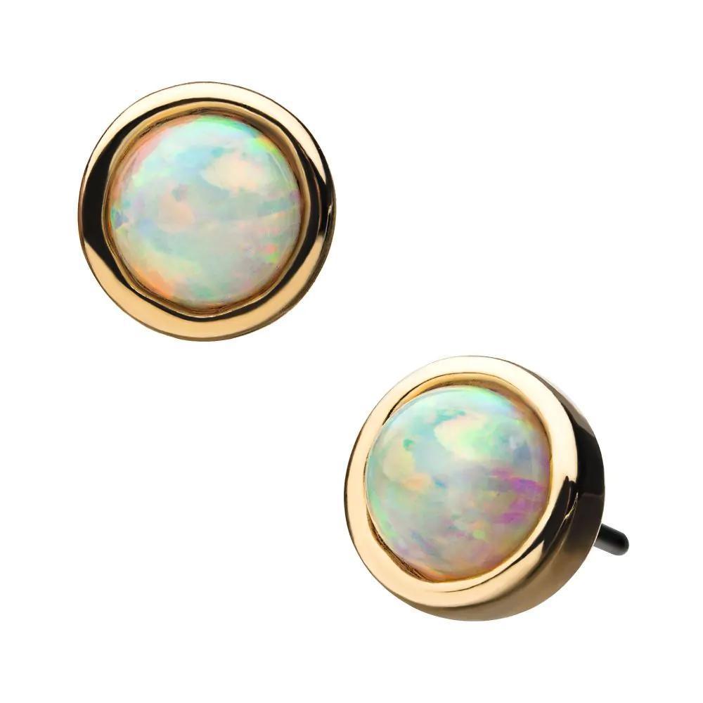 Invictus | 14k gold | 4mm Bezel | synthetic White Opal