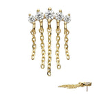 Invictus | 14k gold | 5 Prong Set Curved Bar with Chains | CZ