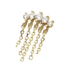 Invictus | 14k gold | 5 Prong Set Curved Bar with Chains | CZ