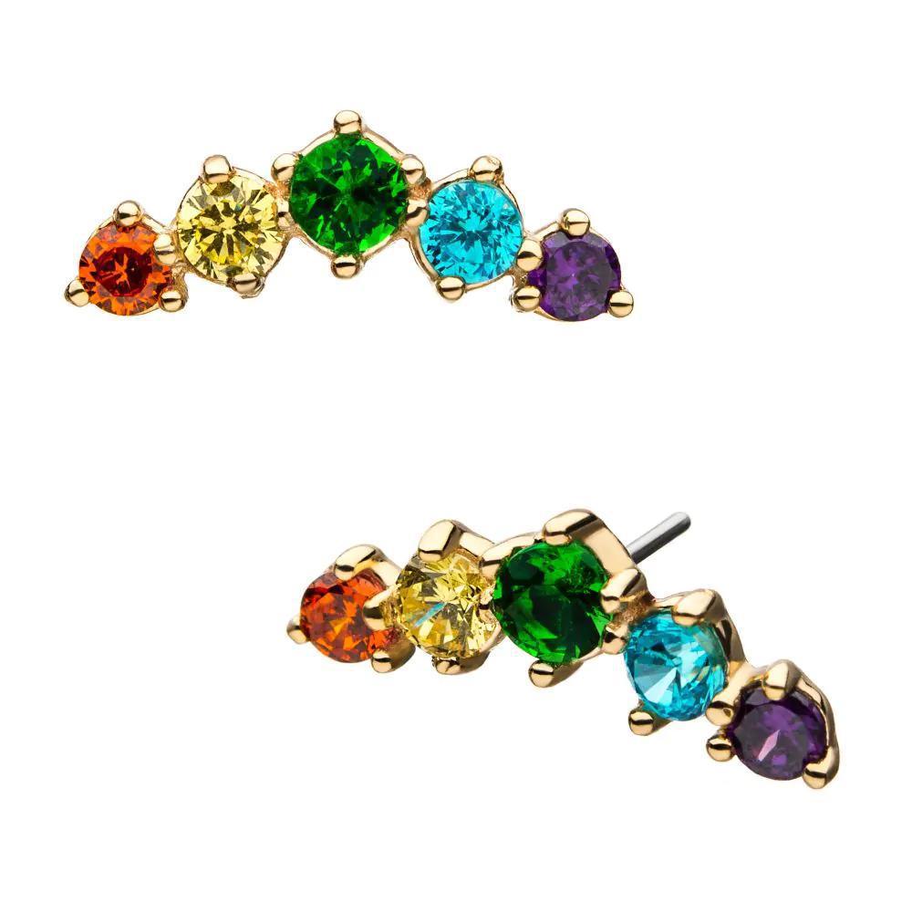Invictus | 14k gold | 5-Cluster | Rainbow CZ