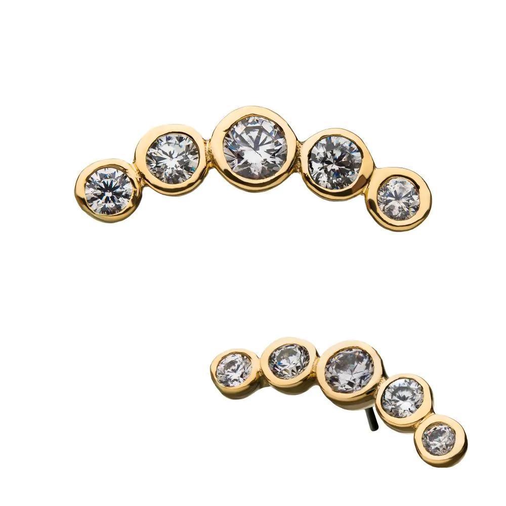 Invictus | 14k gold | 5-Cluster Bezel Curve | Clear CZ