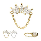 Invictus | 14k gold | 5-cluster Marquise Fan with Dangling Chain | CZ