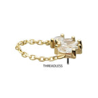 Invictus | 14k gold | 5-cluster Marquise Fan with Dangling Chain | CZ
