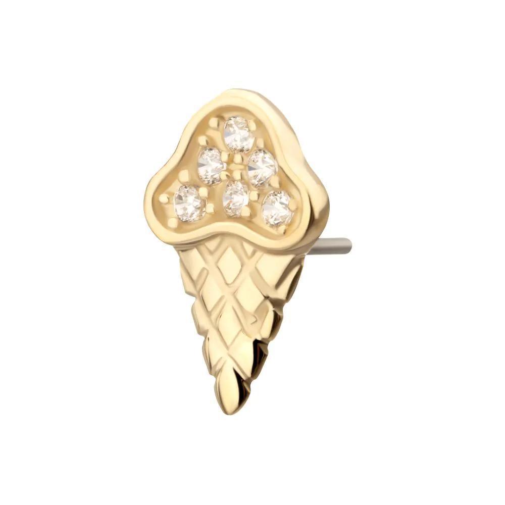Invictus | 14k gold | 6 Pave Set Gem Ice Cream Top | Clear CZ