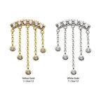 Invictus | 14k gold | 6-cluster Curved Bar with Dangle | CZ