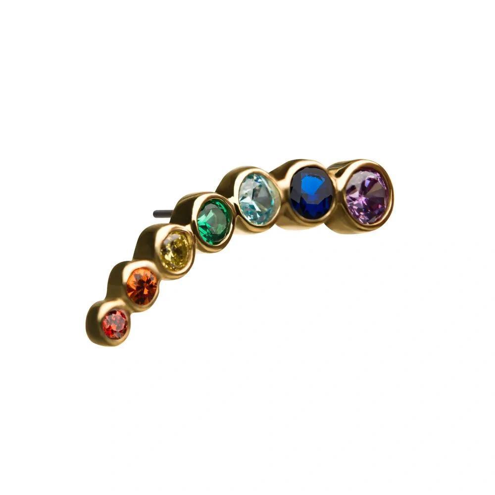 Invictus | 14k gold | 7 Bezel Cluster Right | Rainbow CZ