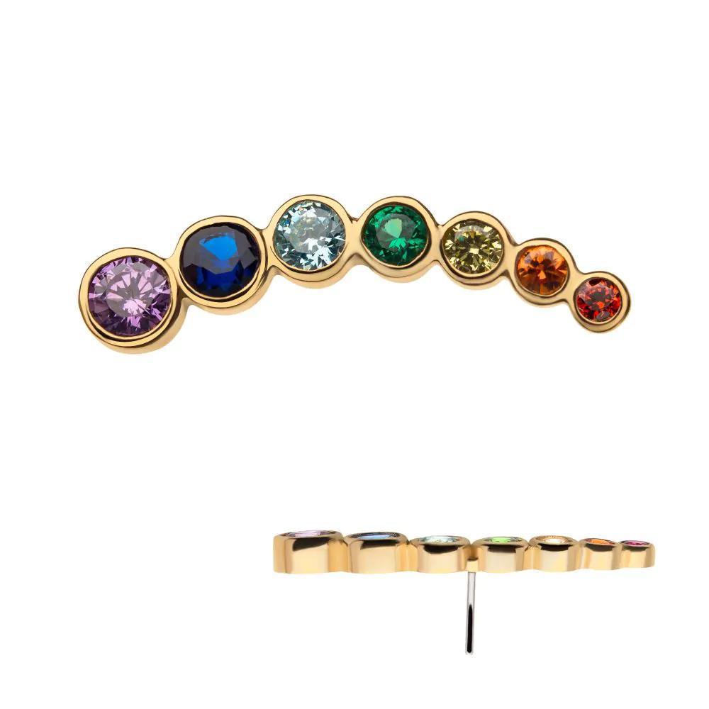 Invictus | 14k gold | 7 Cluster Bezel | Rainbow CZ