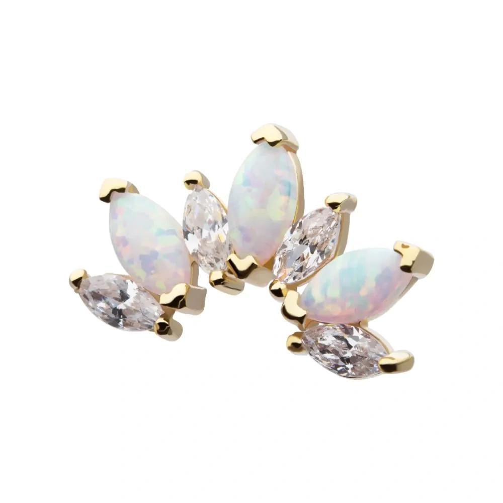 Invictus | 14k gold | 7-cluster Marquise Fan | CZ and Opal