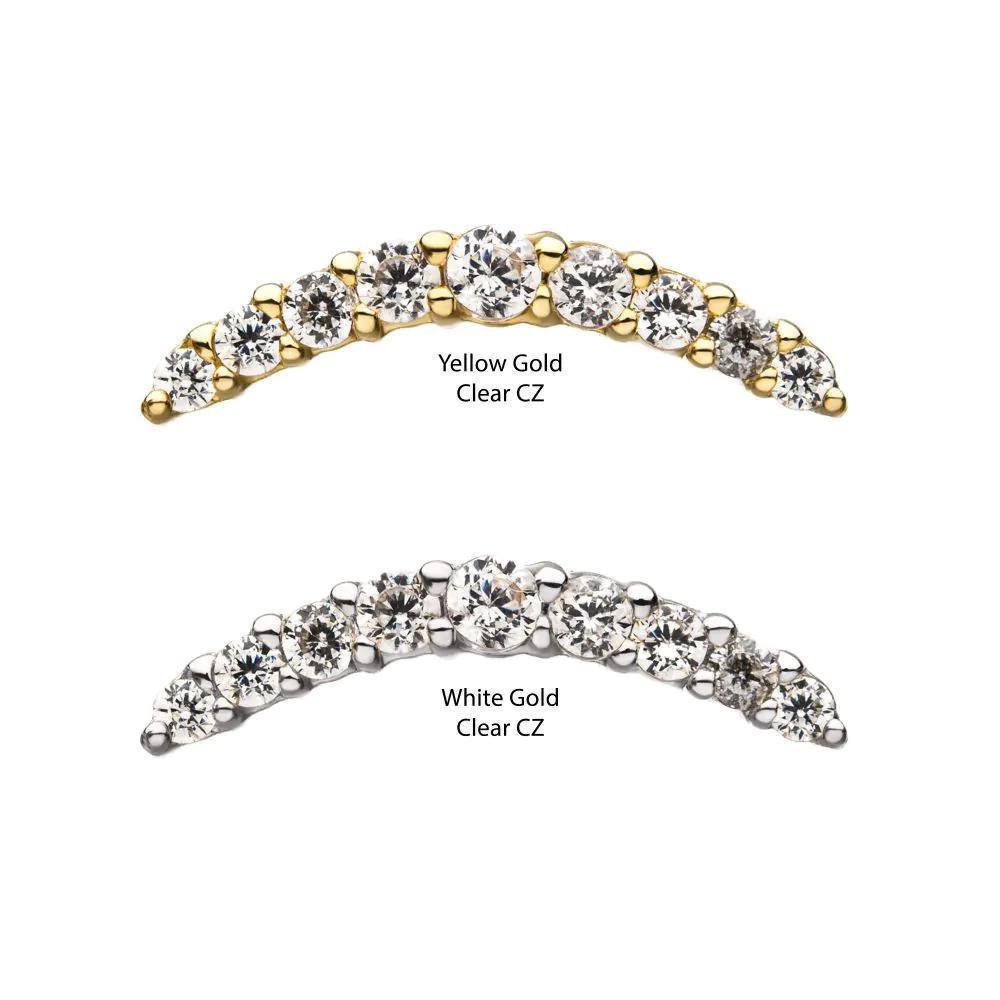 Invictus | 14k gold | 9-Gem Cuved Bar | CZ