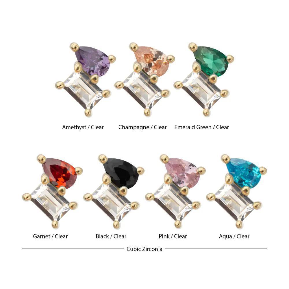 Invictus | 14k gold | Baguette & Teardrop Prong Set Multi-Gem Top