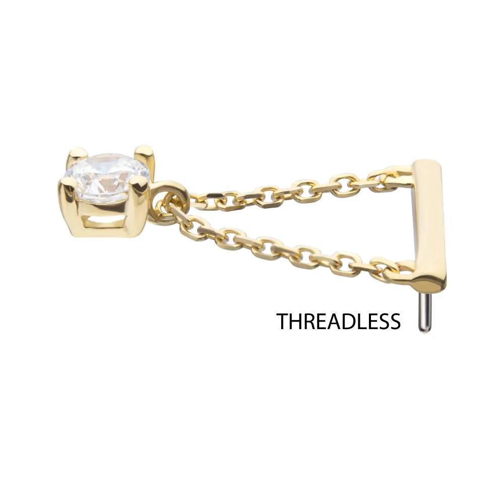 Invictus | 14k gold | Bar with Chain | CZ