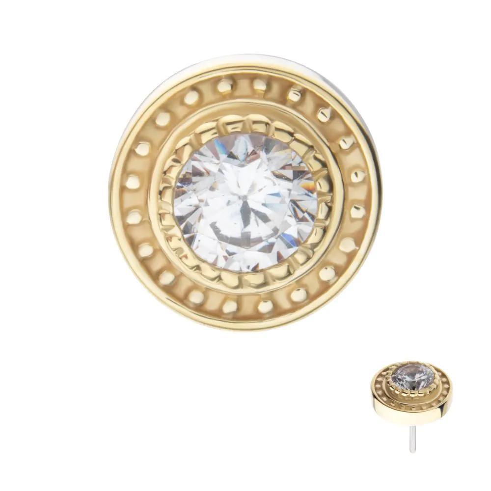 Invictus | 14k gold | Beaded Bezel Set | CZ