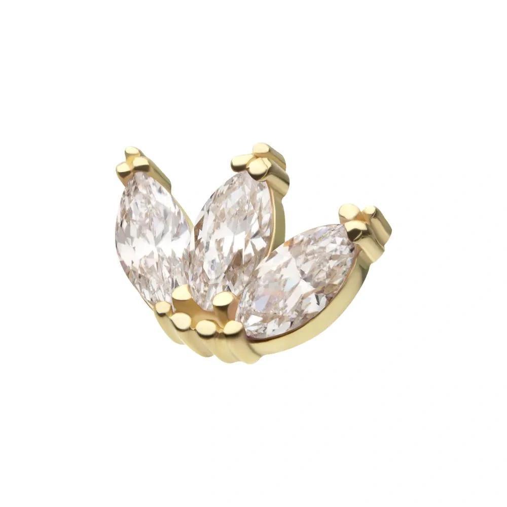 Invictus | 14k gold | Beaded Edge Marquise Fan | CZ