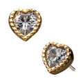 Invictus | 14k gold | Beaded Heart with Gem | CZ