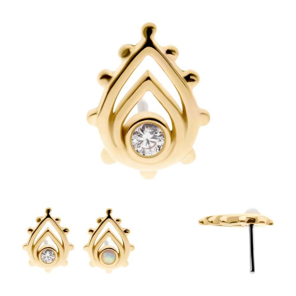 Invictus | 14k gold | Beaded Teardrop | CZ/Opal