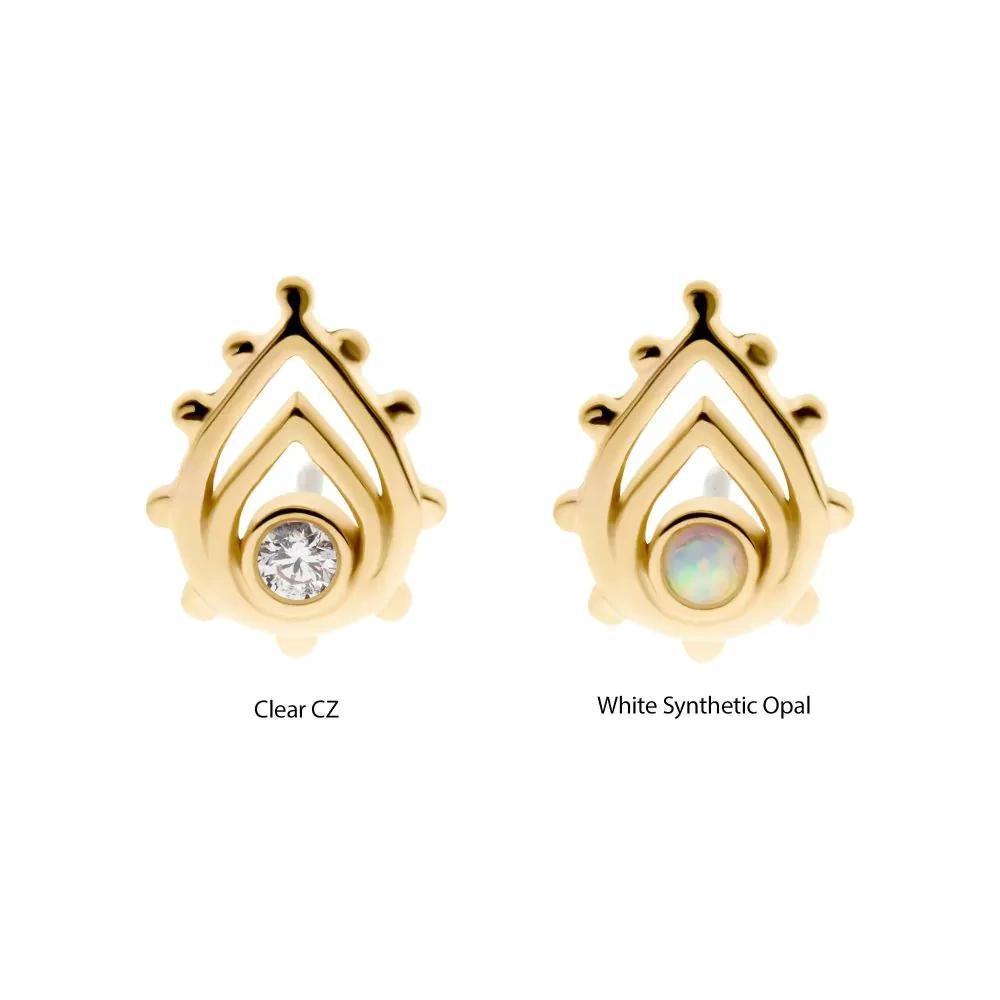 Invictus | 14k gold | Beaded Teardrop | CZ/Opal
