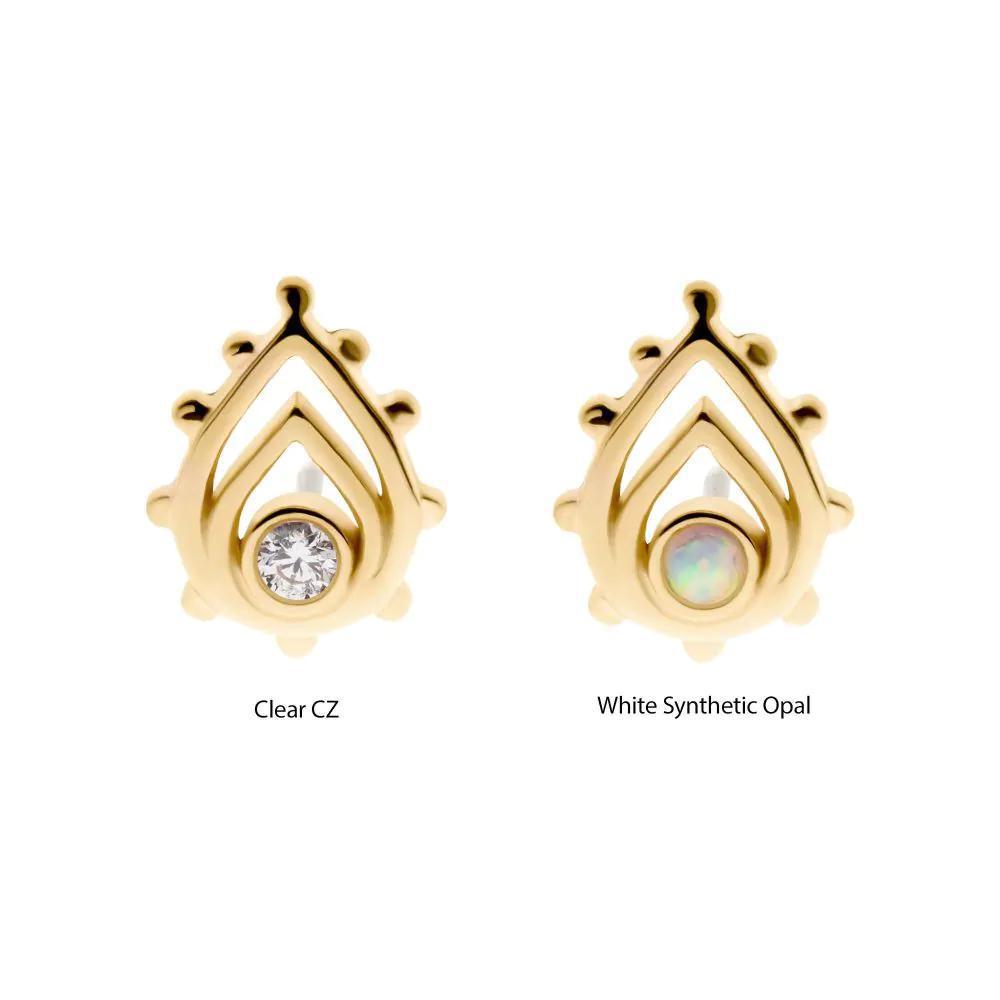 Invictus | 14k gold | Beaded Teardrop | CZ/Opal