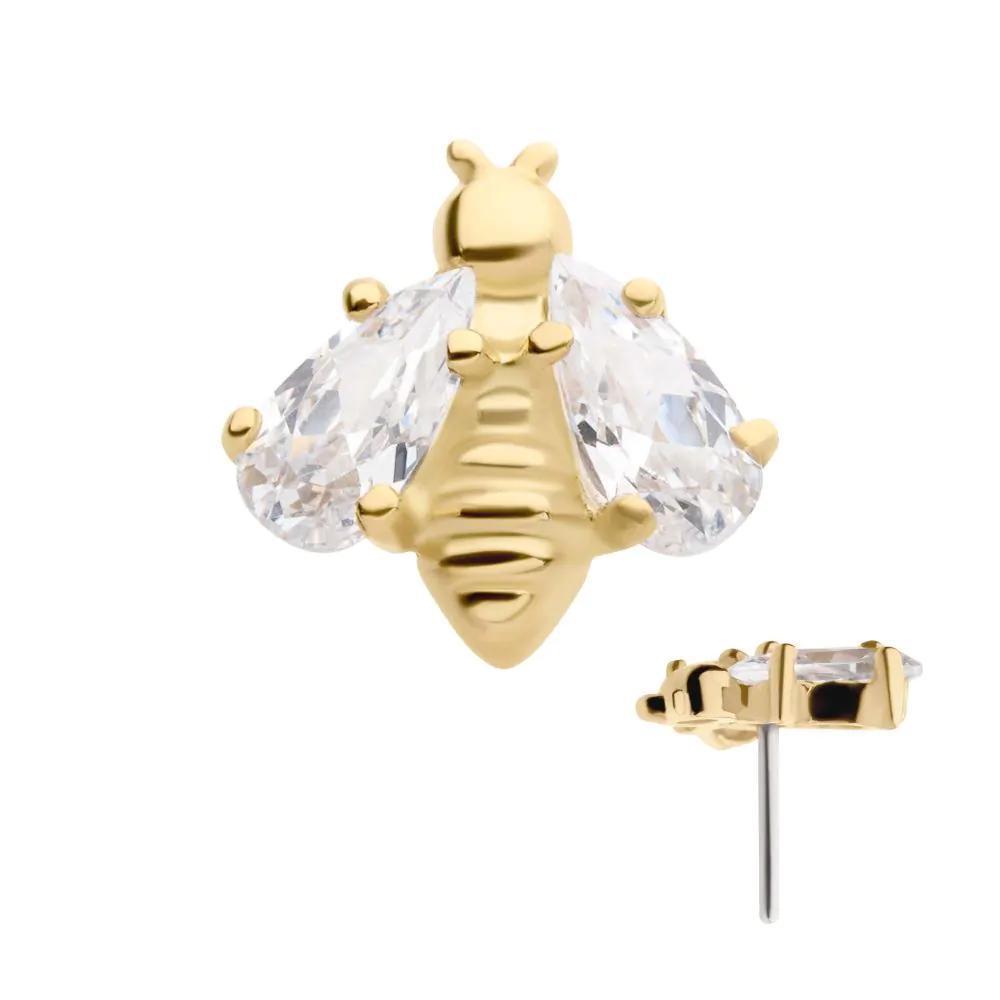 Invictus | 14k gold | Bee | Clear CZ