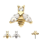 Invictus | 14k gold | Bee with Gem Wings | Clear CZ