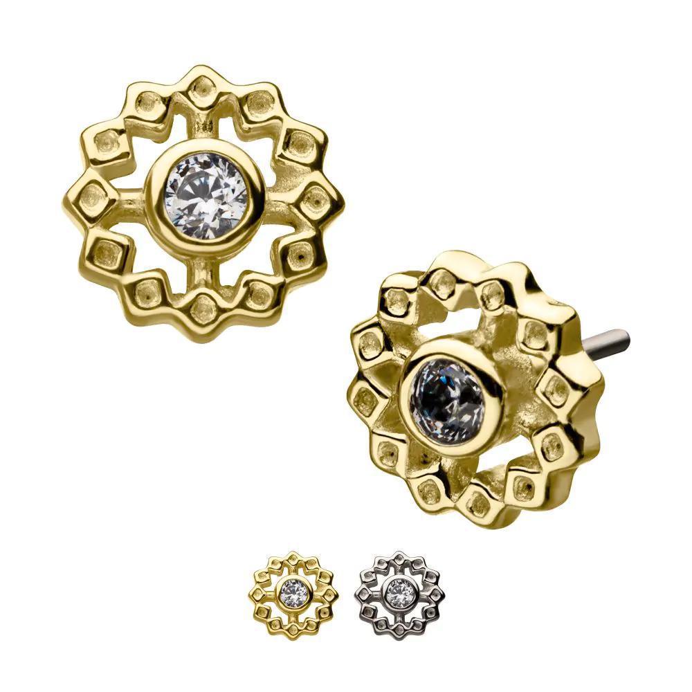 Invictus | 14k gold | Bezel Flower | CZ