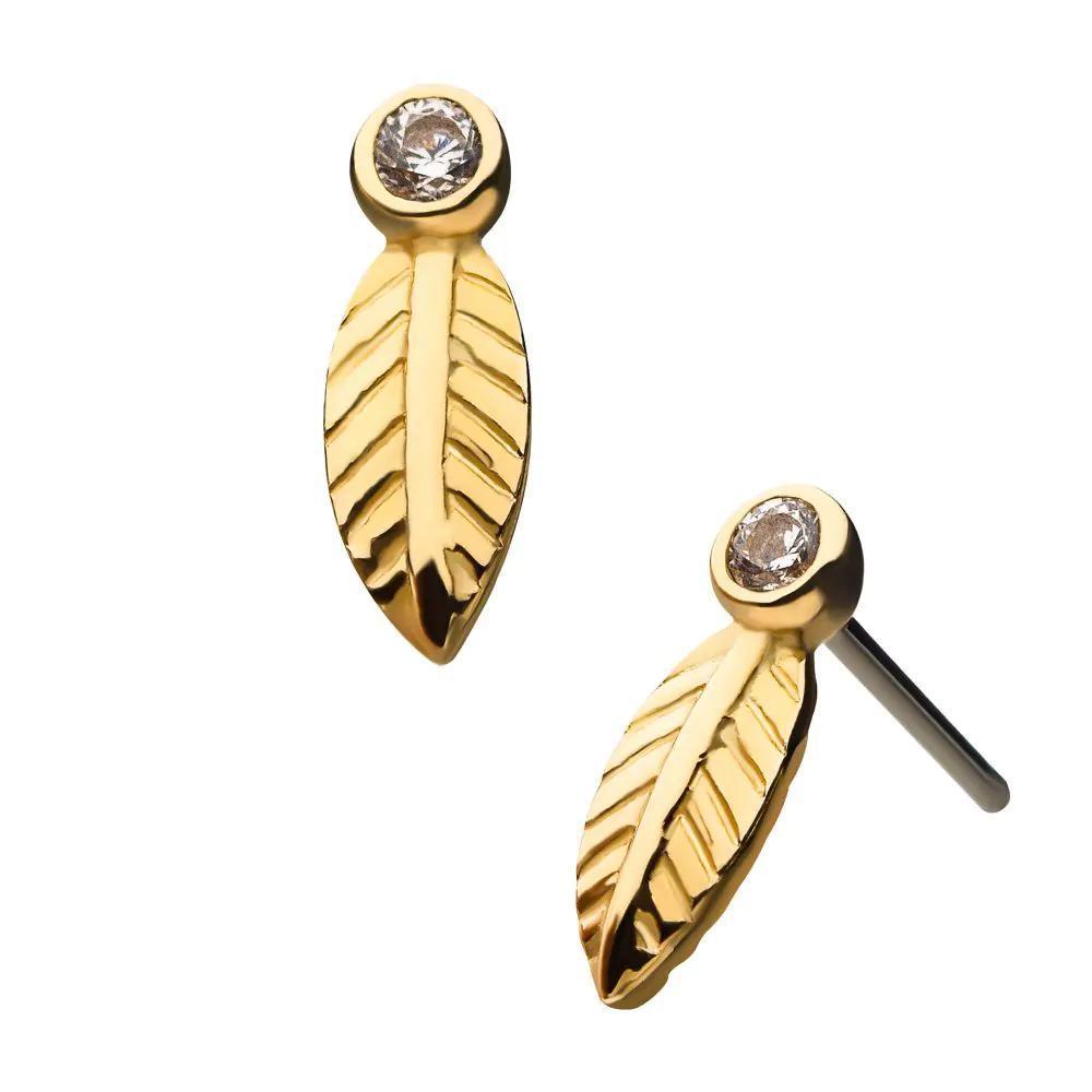 Invictus | 14k gold | Bezel Set Leaf | CZ