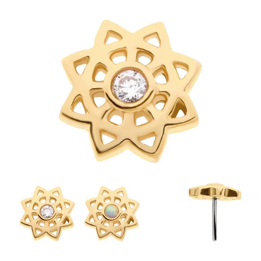Invictus | 14k gold | Bezel Set Mandala | CZ/Opal