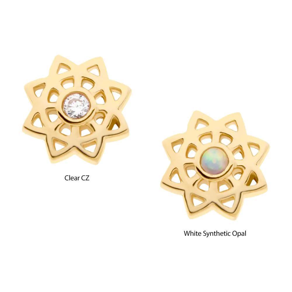 Invictus | 14k gold | Bezel Set Mandala | CZ/Opal