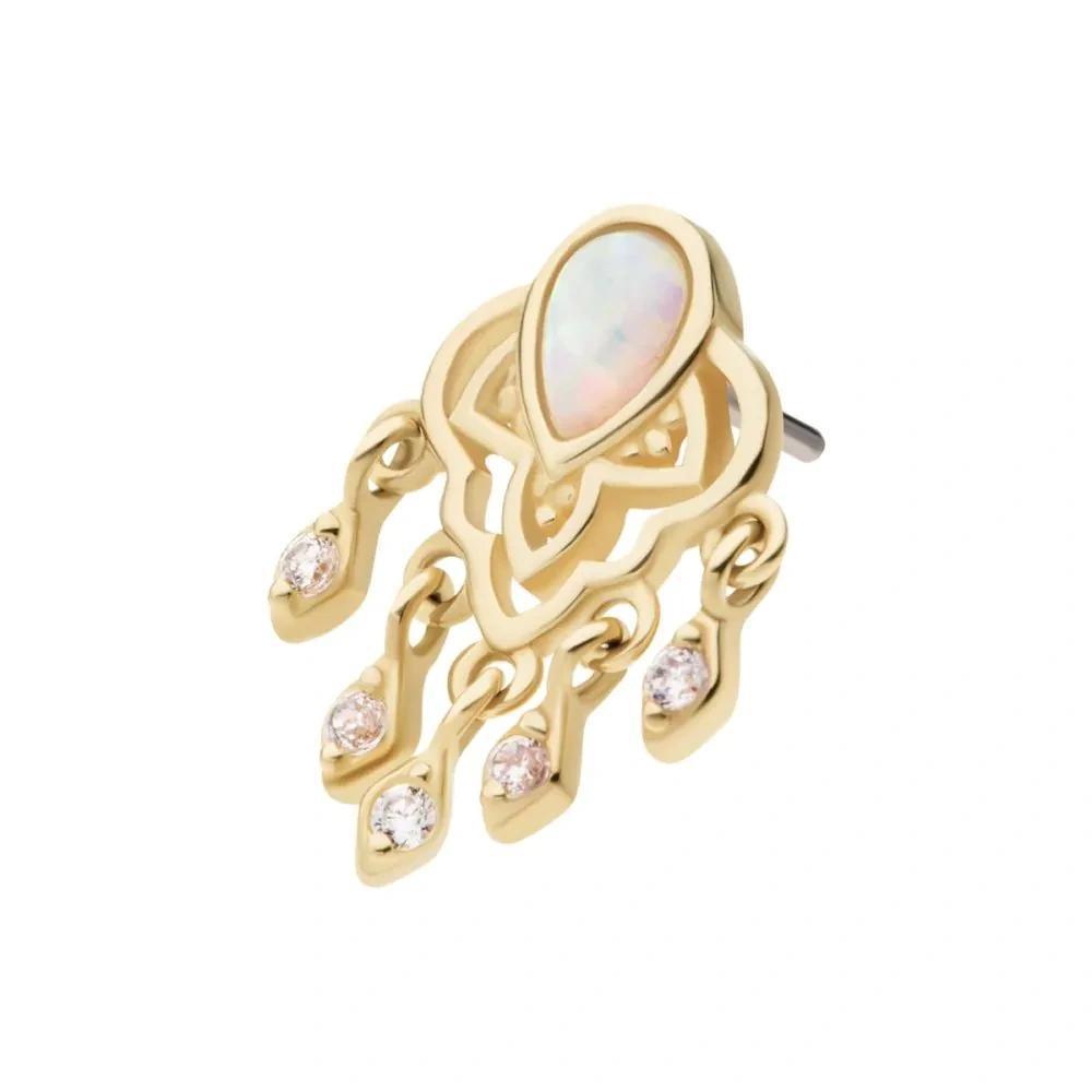 Invictus | 14k gold | Bezel Set Mandala Dangle | CZ/Opal