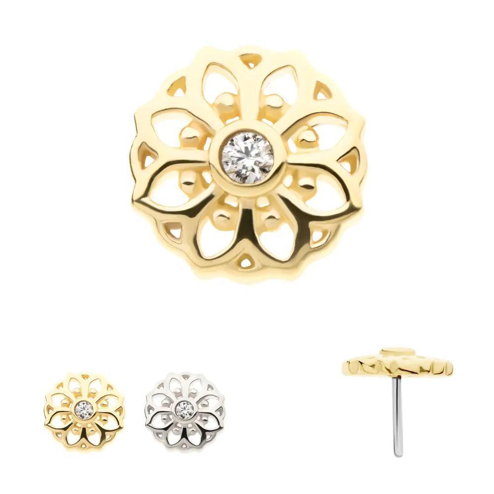 Invictus | 14k gold | Bezel Set Mandala Flower | CZ