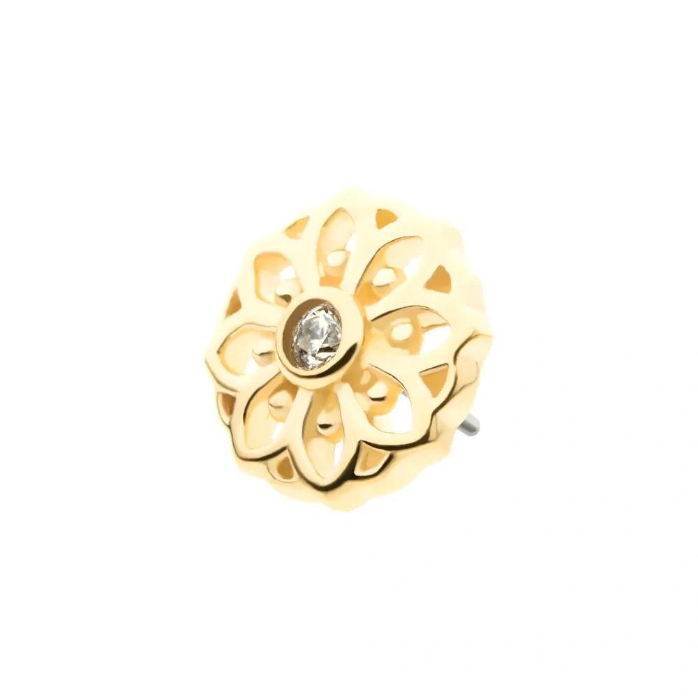 Invictus | 14k gold | Bezel Set Mandala Flower | CZ