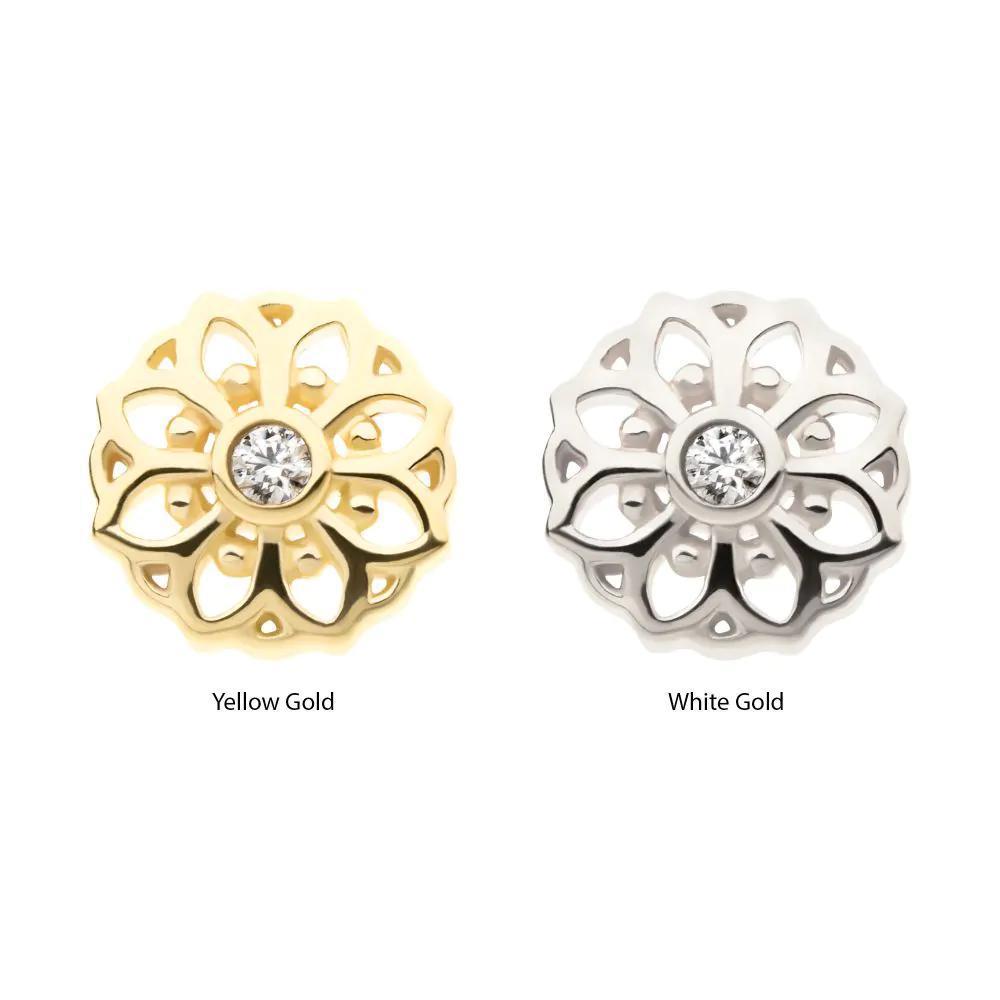 Invictus | 14k gold | Bezel Set Mandala Flower | CZ