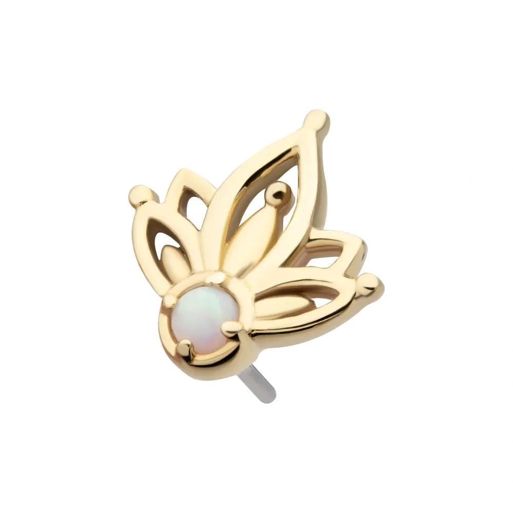 Invictus | 14k gold | Bezel Set Petal | synthetic White Opal