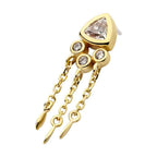 Invictus | 14k gold | Bezel Set Round + Trillion w/ Triple Dangle Chain | CZ + Synthetic Opal