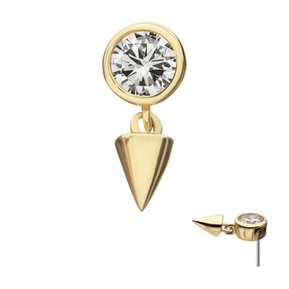 Invictus | 14k gold | Bezel with Spike Dangle | CZ